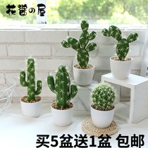Nordic ins fake flower decoration cactus bonsai living room floor-to-ceiling simulation green plant cactus column decoration small potted plants