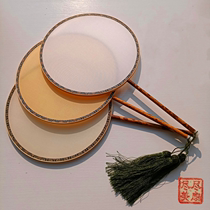 Ancient style Xiangfei bamboo long-handled round fan silk ripe silk fan face meticulous hand-painted blank round fan painting palace fan silk face fan