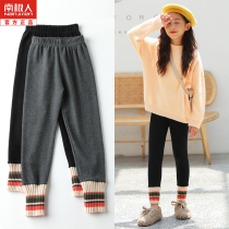 Girl Beats Bottom Pants Spring Autumn Clothing Pure Cotton Female Baby Spring Extra-virgin Dress Foreign Gas Plus Suede Children Long Pants Spring Dress Thin