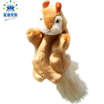 Cute Long Tail Small Squirrel Hand Puppet Children Toy Plush Animal Baby Soothing Doll Gloves Performance Props