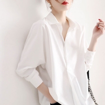 European Station White Shirt Woman Long Sleeve Comeback Ancient Spring Autumn Clothing New 100 Lap Clothes Design Sensation with a small crowd-style relaxation