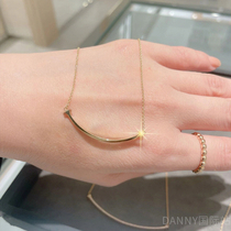 Smile Necklace woman 18k rose gold smiling face inlaid with small crowdsourced senior light lavish with the same lock bones chain Xia