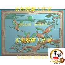 Songhe Yannian carved map panel grayscale picture flower and bird relief picture crane hanging screen boutique Xiangyun pine crane flat a few sides
