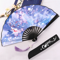 Jiuwei Fox Ancient Wind Fan Super Fairy China Wind Hanfu Folding Fan Female Summer Carry-on hand folding bamboo fan dance fan