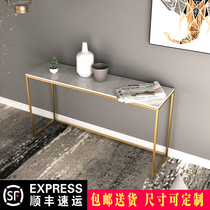 Modern minimalist marble bar table wrought iron high table and chairs against the wall long table light luxury display table porch table