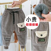Boys plus velvet pants 2021 Winter small children trousers thick casual pants baby cotton pants Joker foreign pants pants