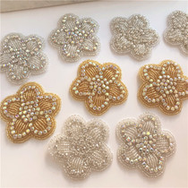 Hand-stitched crystal beaded drill dance clothing accessories dress wedding accessories vintage Golden rhinestone decals