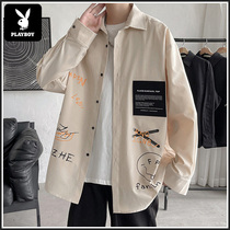 Playboy port wind Japanese long-sleeved shirt Mens spring and autumn fashion brand wild summer casual large size shirt jacket