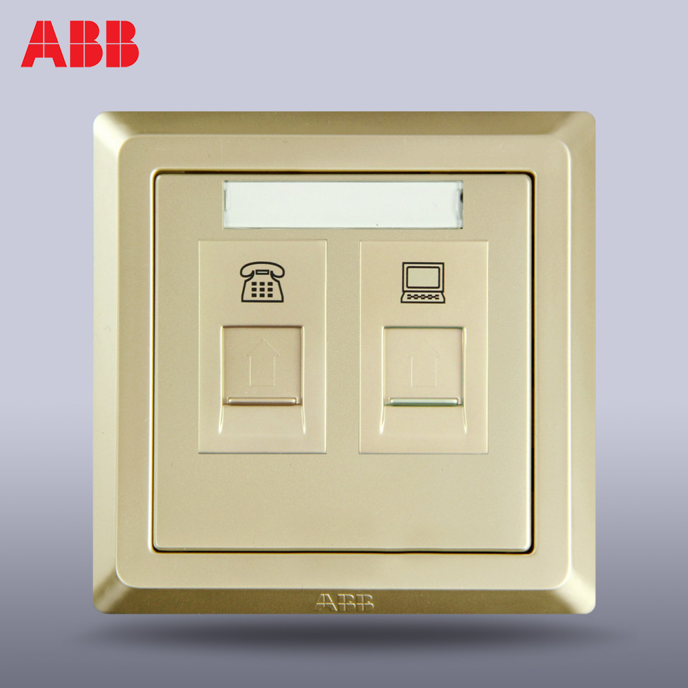 ABB switch socket panel ABB Deyi pearl golden two-digit telephone computer socket AE323-PG