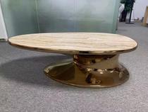  Nordic modern FRP with marble oval coffee table Villa Hotel clubhouse living room reception simple tea table