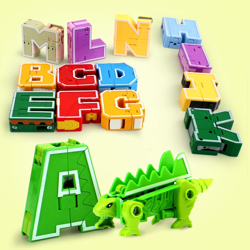 Alphabetic Transform Toys Digital Puzzle Suite Robot Dinosaur Diamond Team Boys 7-9 Years Old Gifts