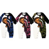 BAPE spring and autumn baby jumpsuit baby air-conditioned room long-sleeved shirt baby ha clothes bottom thin climbing suit