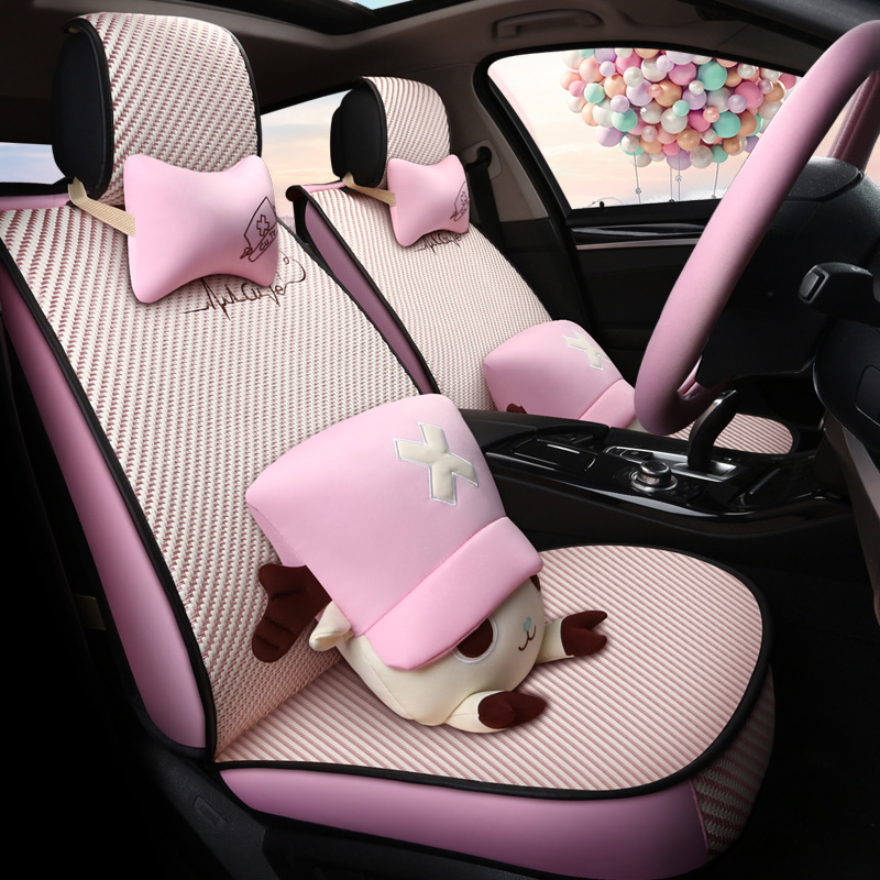 Summer car interior products ice silk cool and slippery cushion complete set of decoration surrounds the mat in summer female seat cover FKS
