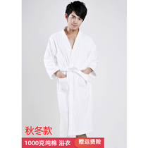 1000 grams 5 star hotels bathrobe bathrobe beauty salon pure cotton thick bathrobe white and female universal