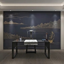 Modern Chinese line wallTV Background wallroom living room sofa wallpaper light luxury water sketch mural