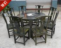 Factory custom made old antique carved marble hot pot table and chair hot pot square table marble eight fairy table and chair