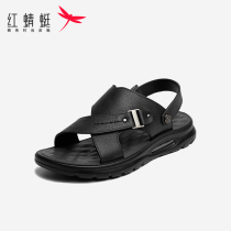 Shopping counter with Red Dragonfly mens shoes 2021 summer new soft-soled sandals mens leather outdoor sandals