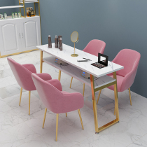Nail table and chair set Nordic marble texture Nail shop table Double nail table Net Red special economic type