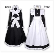 Classic black and white maid cos dress British wind Pearl thread long cafe maid dress cosplay costume