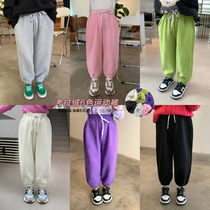Qiqi Tong girl Korean version of velvet sweatpants baby winter clothes new childrens foreign style kindergarten leisure trousers
