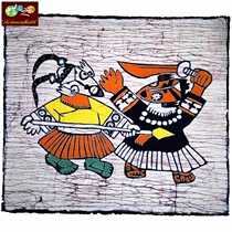 Batik painting Guizhou Miao handmade batik ethnic characteristic batik decorative wall hanging miscellaneous play 90*80CM