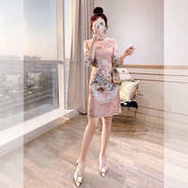 Tang Chinese style 2021 new womens autumn young girl chic cheongsam improved version dress