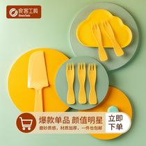 Diners tool disposable birthday cake knife and fork plate combination tableware high-end creative cloud plate set