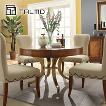  TALMD Tumai furniture solid wood veneer parquet dining table American rectangular dining table Stainless steel design dining chair