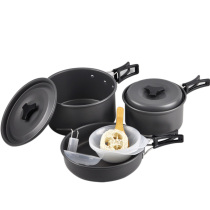 Outdoor pot portable camping pot set picnic cookware field tableware camping single pot 2-3-4-5 people