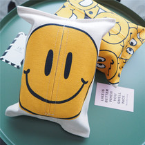 Fashion simple ins smiley face toilet tissue box car carrying table paper drawing set kitchen living room storage home