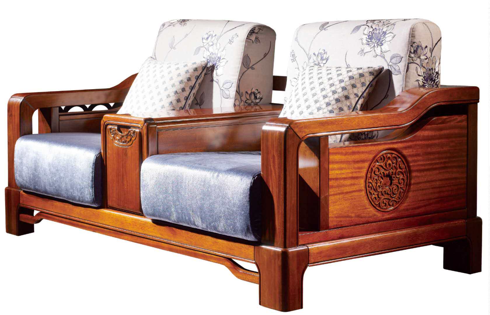 诺佳府邸高端实木家具ry3802b双人位沙发