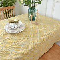 ins Nordic cotton linen art table cloth Japanese small fresh coffee table Rectangular anti-scalding yellow desk sub-tablecloth