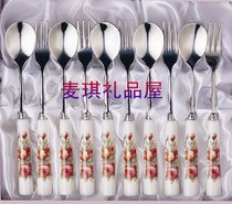 Korean kitchen tableware imported TOPMATE wedding gift gift combination rose ceramic spoon Fork 10p