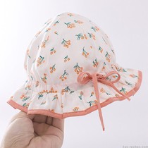 Baby hat spring and autumn thin sun hat anti-droplet cotton Princess cute baby girl Summer fishermans hat
