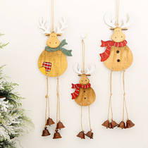 Log elk snowflake bells Christmas flag pendant Christmas decoration decoration Elk pendant bell string