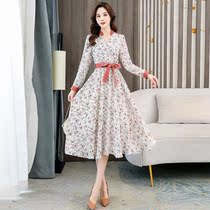 OTHYUS chiffon dress female autumn 2021 new age-reducing thin section waist floral skirt fashion autumn