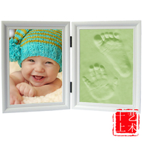 Limited time) Baby souvenir) handprint mud)Hand and foot print Baby hand and foot print three-dimensional hand mold two-fold cartoon