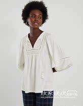 British 09 17 famous MONSOON womens new light-colored fringed long-sleeved all-match shirt