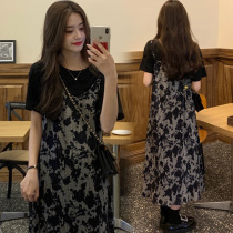 Japanese pregnant women summer suit small suspender Chiffon dress 2021 summer thin large size maternity top