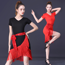 Latin dance clothing adult womens new dress tassel cha cha practice practice clothes short-sleeved summer square dance clothes