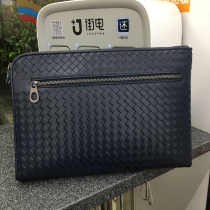 Mens bag BV ailliy handbag woven hand-holding bag for mens cashier bag IPAD bag 7-shaped large capacity banquet bag