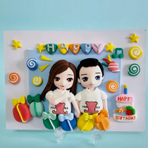 Clay three-dimensional photo frame Q version doll real person custom Valentines Day Best friend Wedding Birthday family clothing commemorative gift
