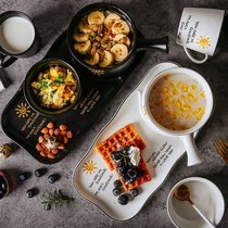 Bowl set home 2-person couple creative breakfast bowl set Japanese one-person food with Bowl dessert home