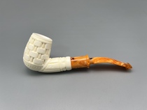 Turkish master F YAVUZ Fernan Yavuz new carved flower basket meerschaum pipe K189