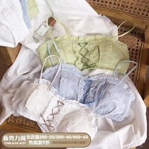  Japanese cotton lace sweet and cute girl pure desire wind no steel ring bandeau bra set underwear bra