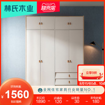 Lins wood Nordic simple four-door wardrobe Household overall bedroom sliding door drawer large wardrobe furniture FT1D