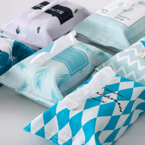 Summer fresh car tissue box ins cool mint green car strap paper box Nordic cotton and linen tissue cover