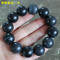 Ink fat beads Hetian jade Old cooked ink jade seed material domineering round bead bracelet single bead 18mm I brand open warehouse