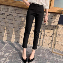 Trousers women autumn and winter plus velvet thickened 20 new slim slim slim straight leg versatile net red eight or nine points professional small leg pants