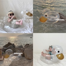 ins Net red transparent duck sitting ring children swimming ring baby baby inflatable armpit Circle photo props
